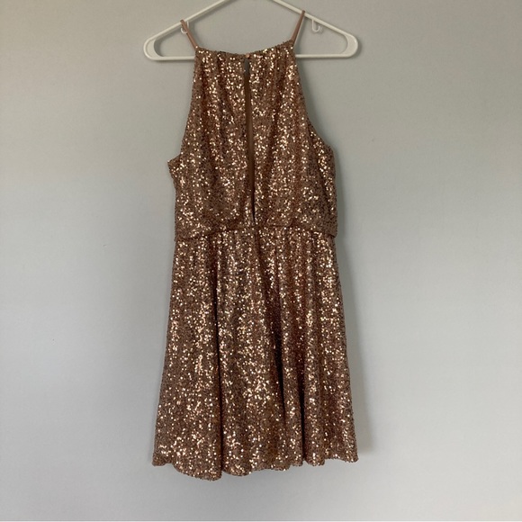 Rose Gold Sequin Halter Dress | Forever 21 | Large - Picture 5 of 6